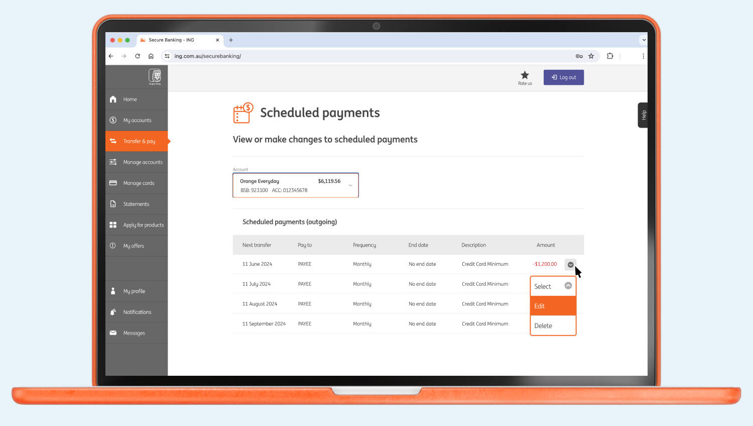 How do I manage my Scheduled Payment? - ING Help Hub